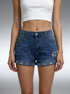 Distressed Denim Roll-up Shorts (9)