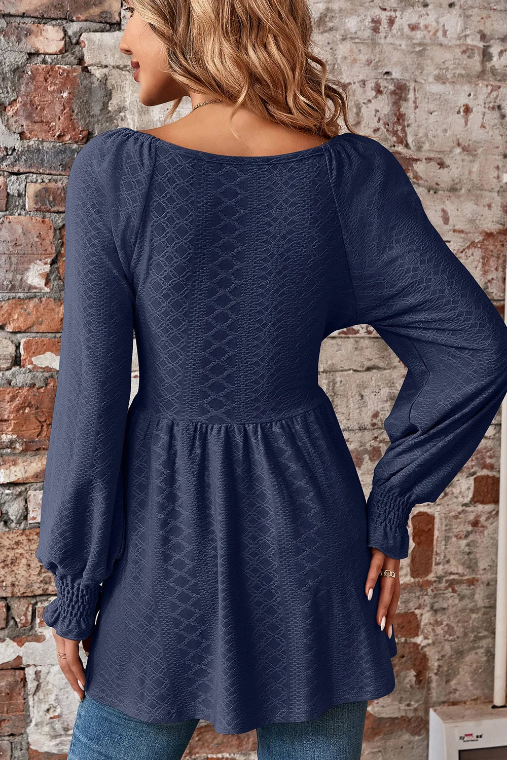Peplum V-neck Long Sleeve Blouse (8)