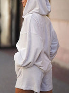 Zip Up Hooded Outerwear Shorts Set (12)