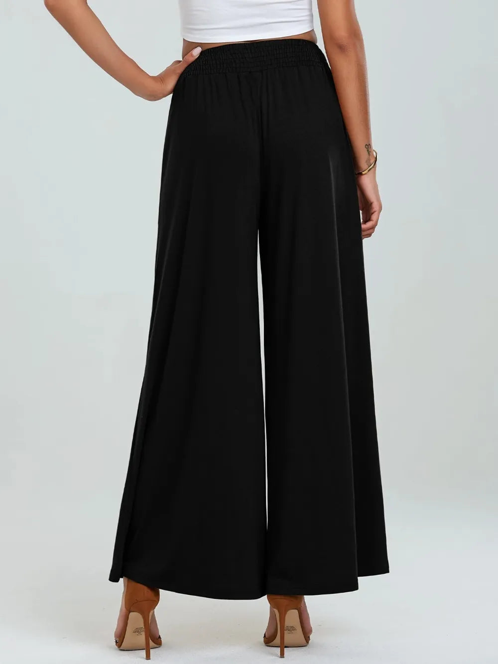 Pocketed Elastic Waist Wide Leg Pants (7)