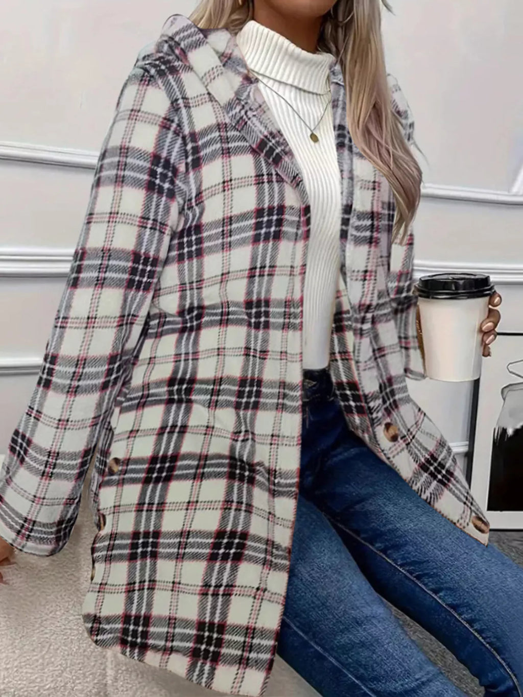 Full Size Button-down Hooded Outerwear Plus (3)