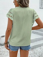 Swiss Dot Cutout Button Down Shirt (25)