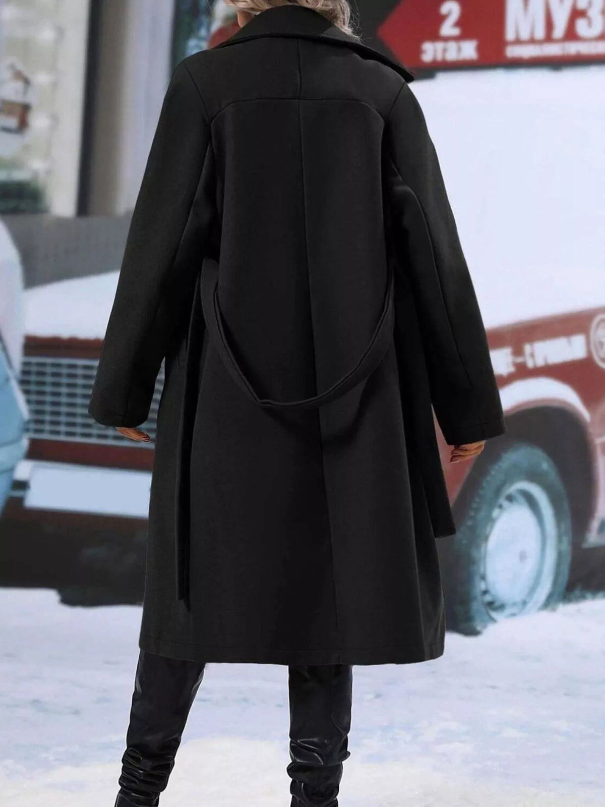 Double-breasted Tie Waist Coat (5)