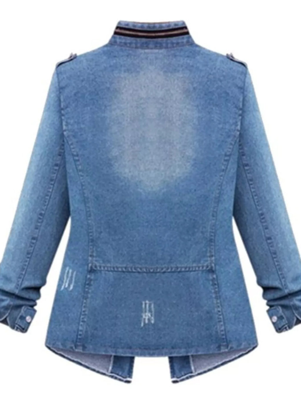 Full Size Chest Pocket Zip Up Denim Jacket Plus (2)