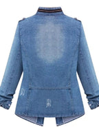 Full Size Chest Pocket Zip Up Denim Jacket Plus (2)
