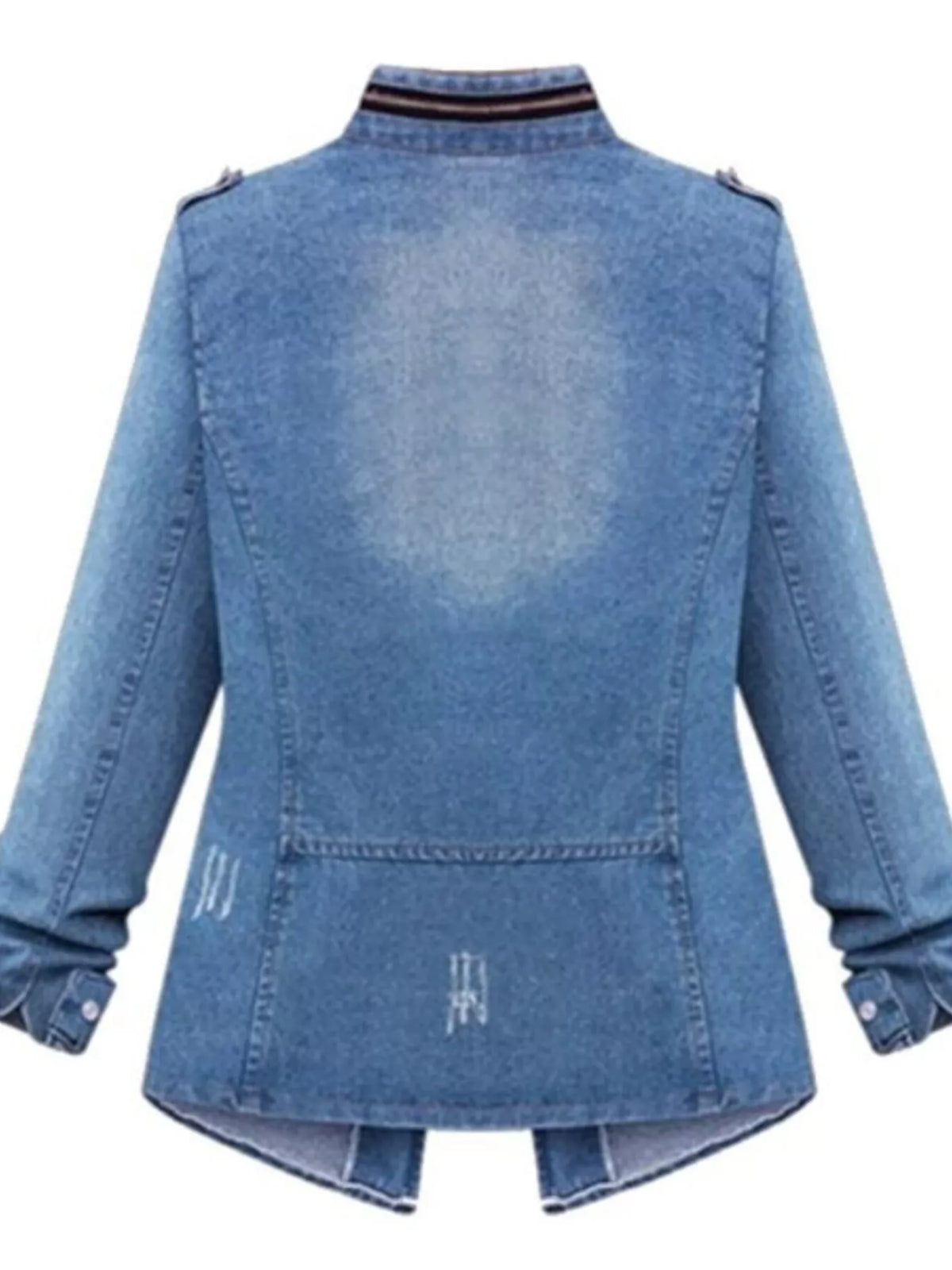 Full Size Chest Pocket Zip Up Denim Jacket Plus (2)