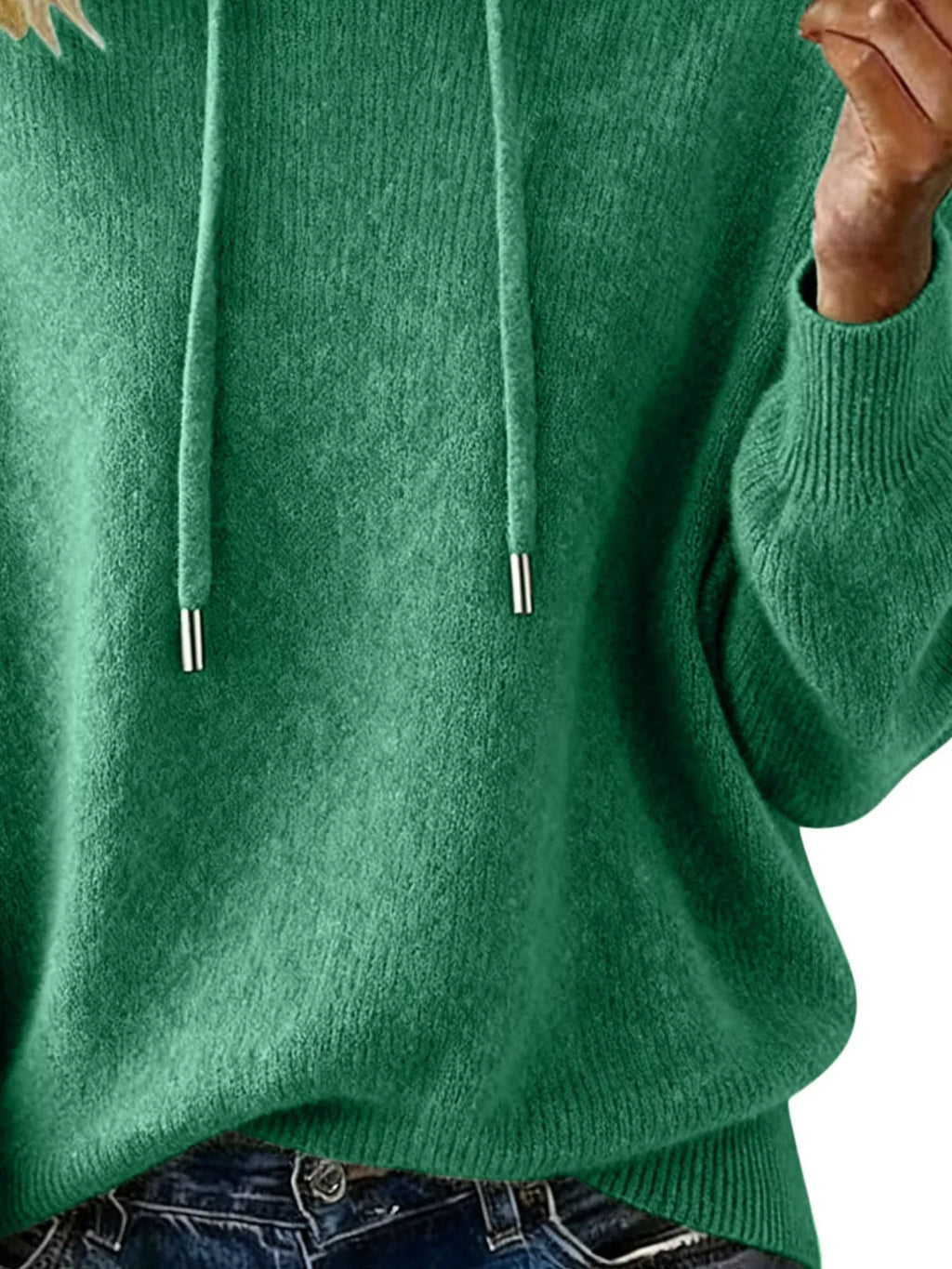Drawstring Long Sleeve Hooded Sweater (3)