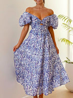 Off-shoulder Floral Tiered Dress Ruffle Details (30)