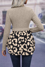 Leopard Peplum Round Neck Blouse (3)