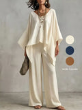 V-neck Wide-leg Two-piece Set