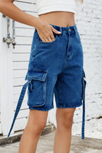 Washed Cargo Denim Shorts (8)