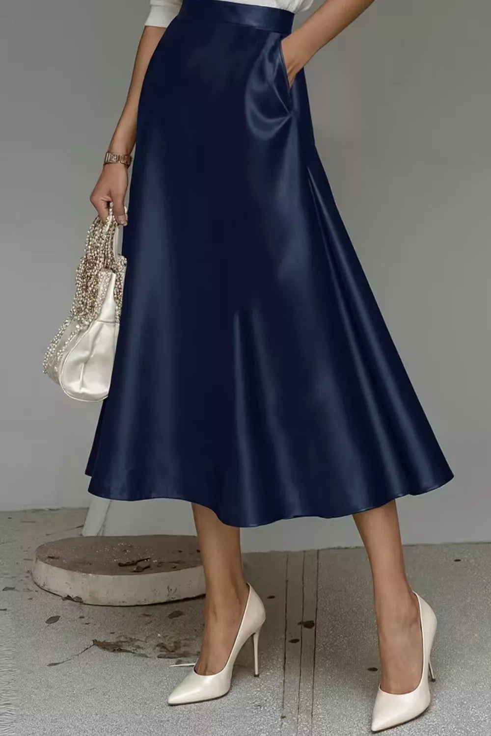 Satin A-line Midi Skirt (16)
