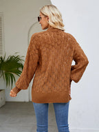 Openwork Open Front Lantern Sleeve Cardigan (2)