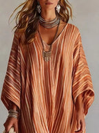 Striped V-neck Maxi Dress (5)