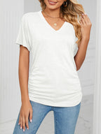Casual V-neck Short Sleeve T-shirt (32)