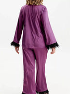 Silky Button Up Top Pants Lounge Set (17)