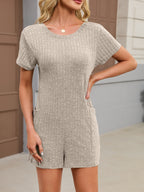 Casual Ribbed Knit V-neck Romper (15)