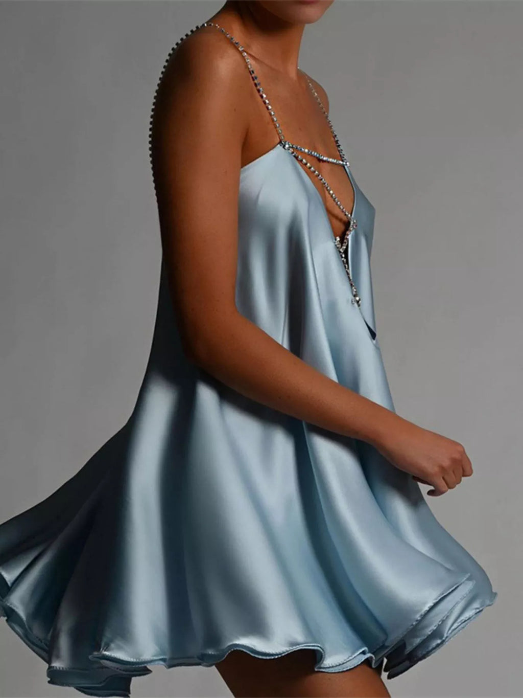 Rhinestone Embellished Plunge Mini Dress (2)