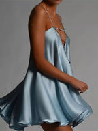 Rhinestone Embellished Plunge Mini Dress (2)
