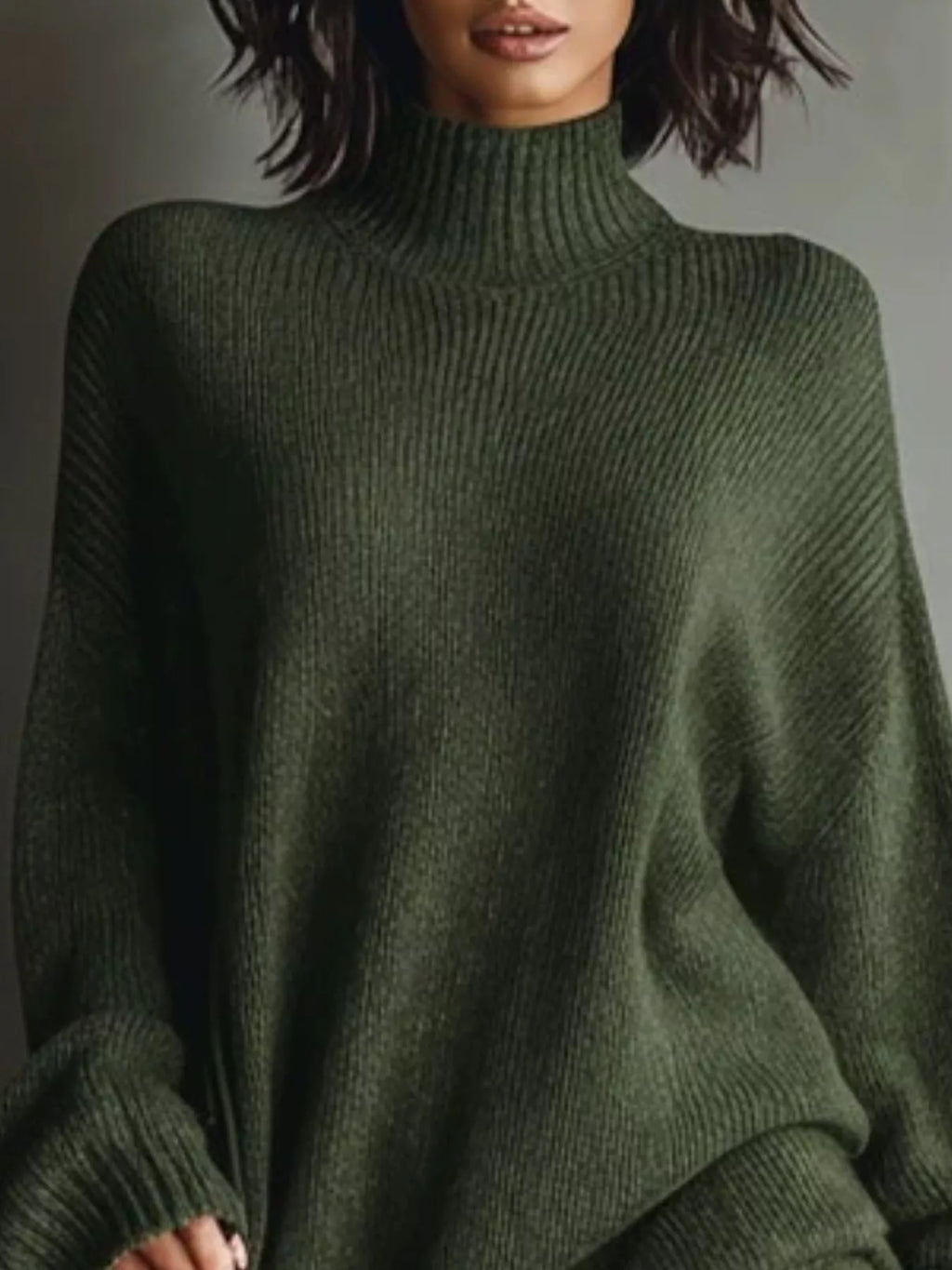 Oversized Mock Neck Long Sleeve Sweater Dress (4)