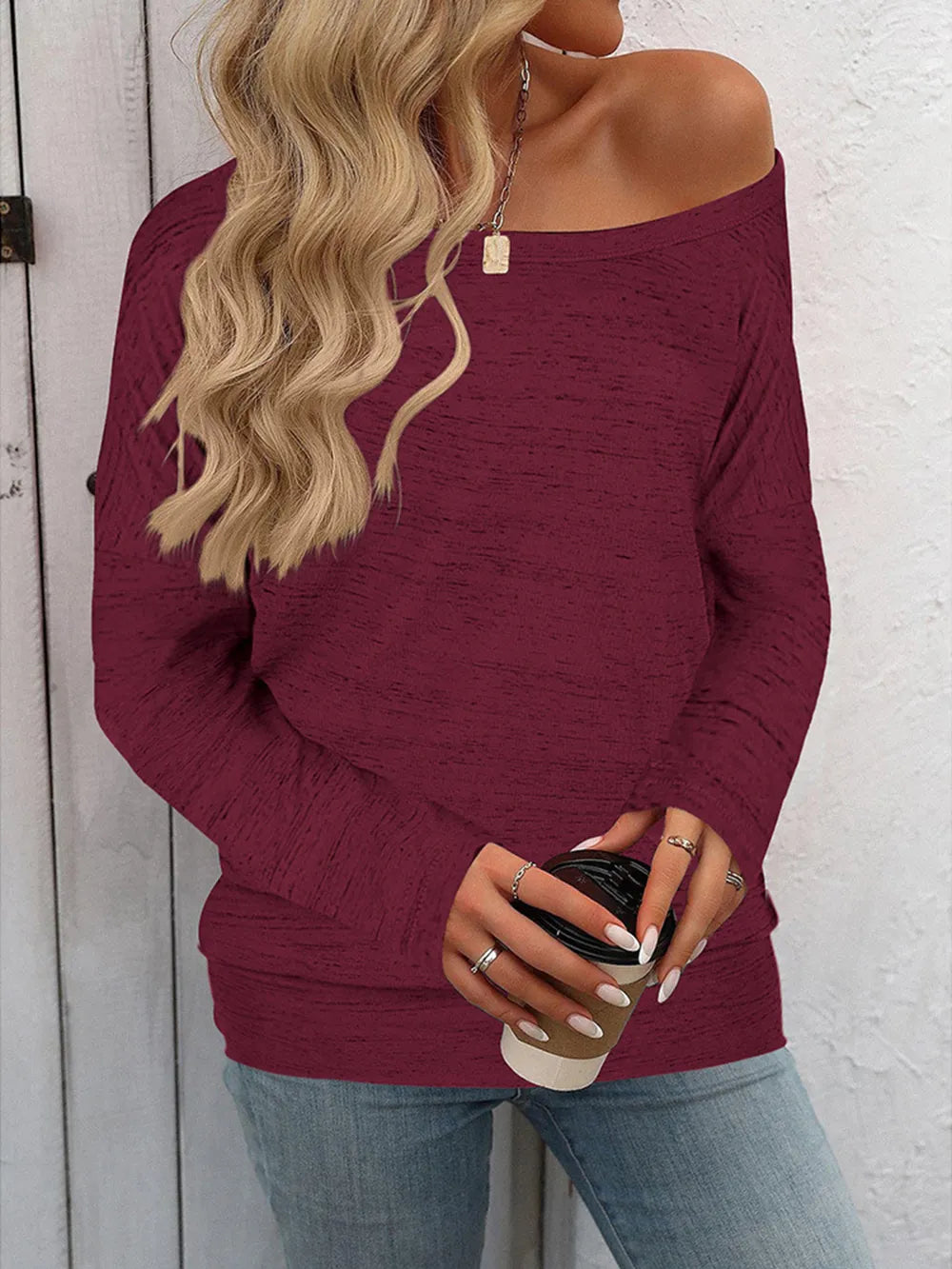 Full Size Heathered Long Sleeve Top (7)