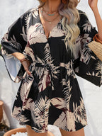 Block Drawstring Waist Button Up Dress (14)
