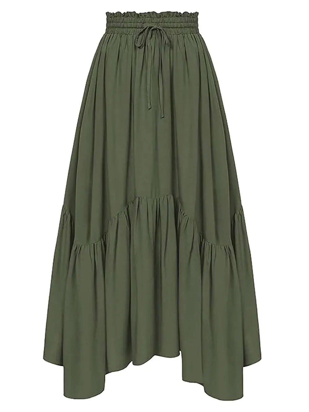 Smocked Waist Band Ruched Layered Skirt (5)