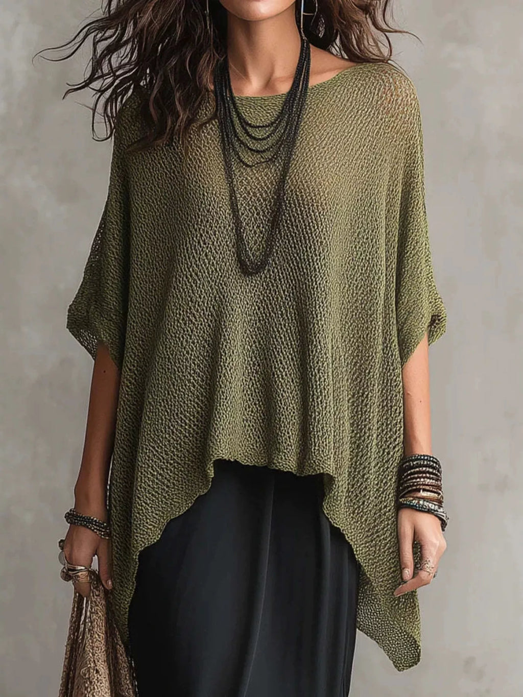 Full Size Loose Knit Round Neck Top Plus (5)