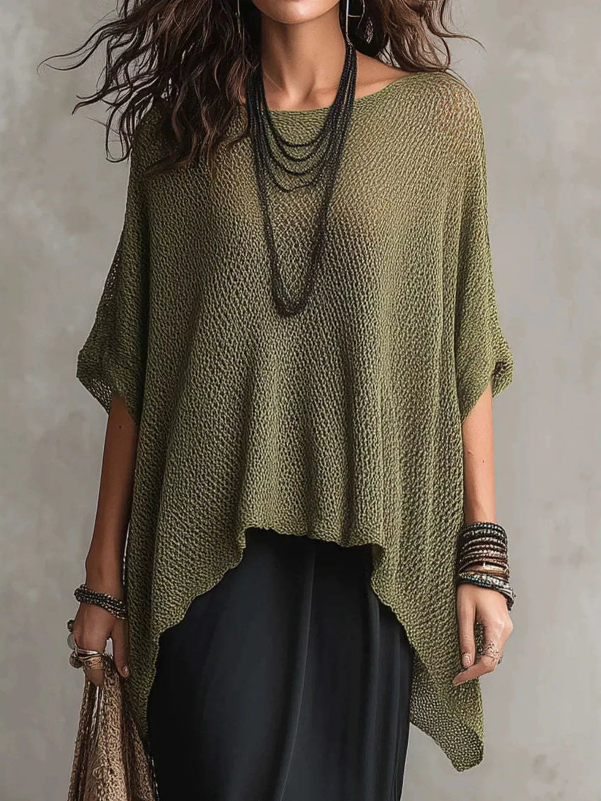 Full Size Loose Knit Round Neck Top Plus (5)