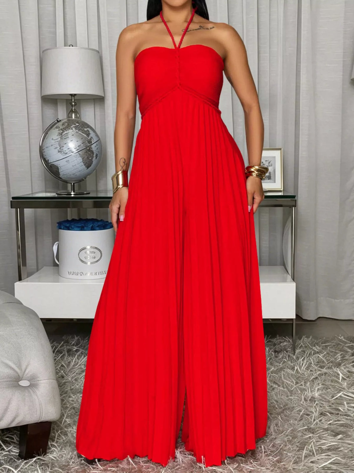 Pleated Halter Neck Wide Leg Jumpsuit (5)