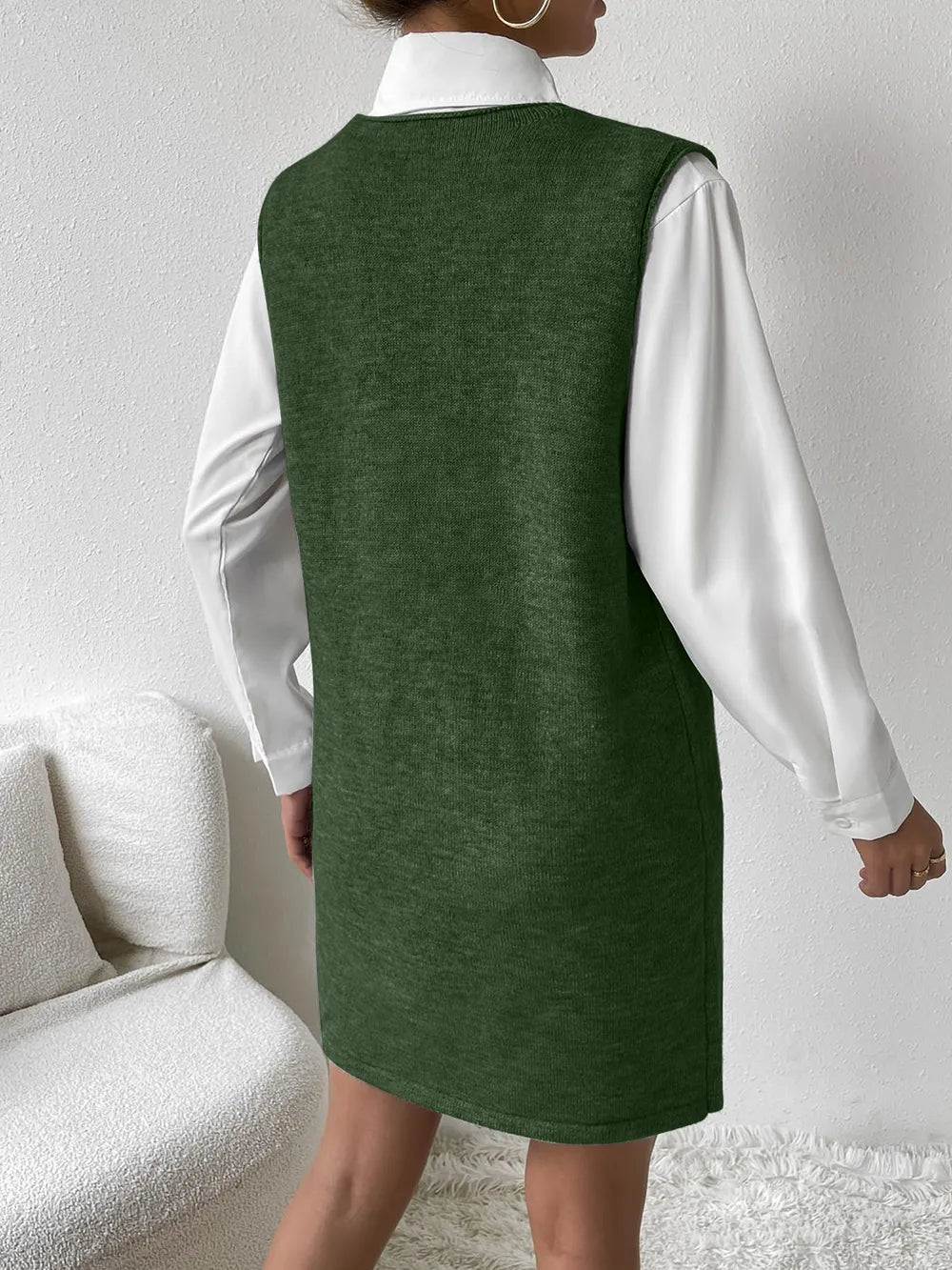 V-neck Sleeveless Sweater Dress Pockets (12)