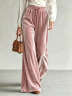 Velvet Wide-leg Pants Drawstring