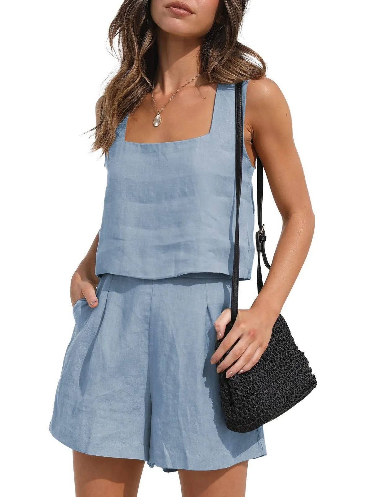 Square Neck Tank Shorts Set (24)