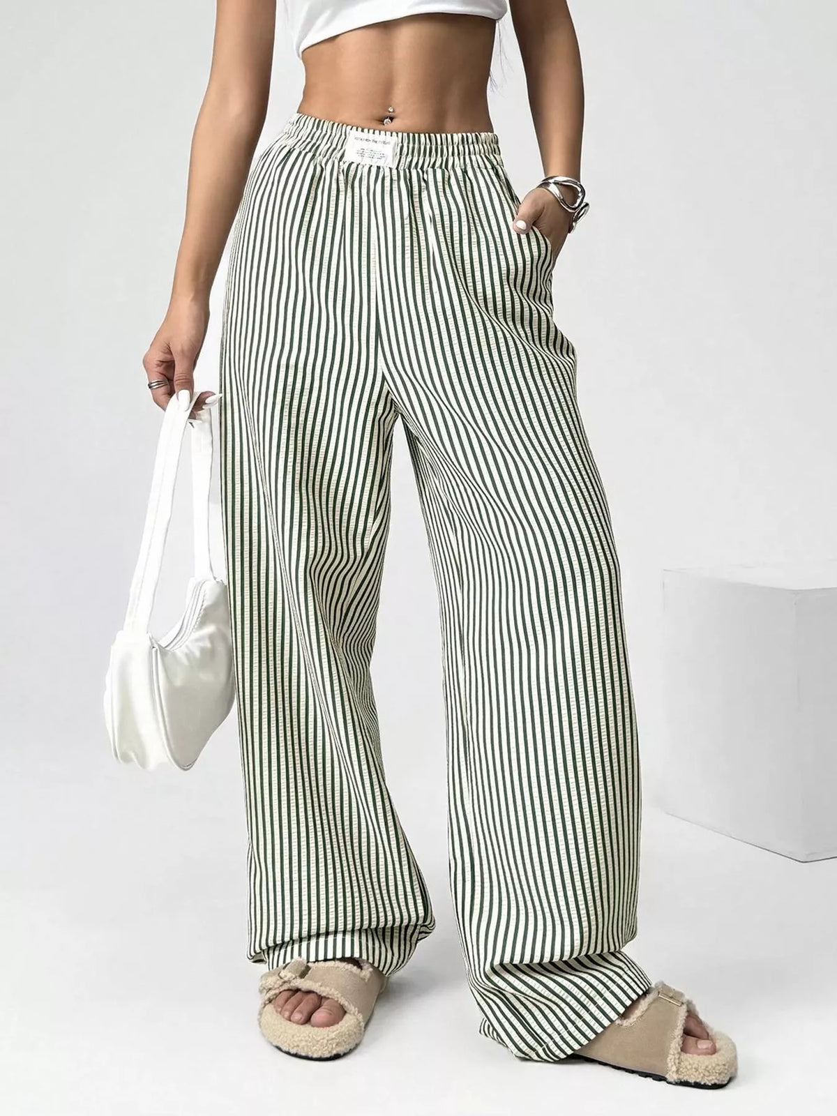 Striped High-waisted Wide Leg Pants (7)