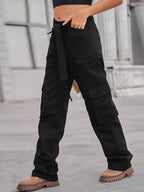 High-waisted Multi-pocket Cargo Jeans (10)