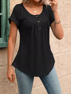 Casual Button Detail Henley T-shirt (4)
