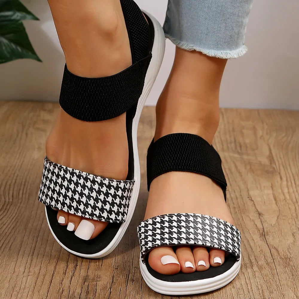 Pu Leather Open Toe Low Heel Sandals (10)