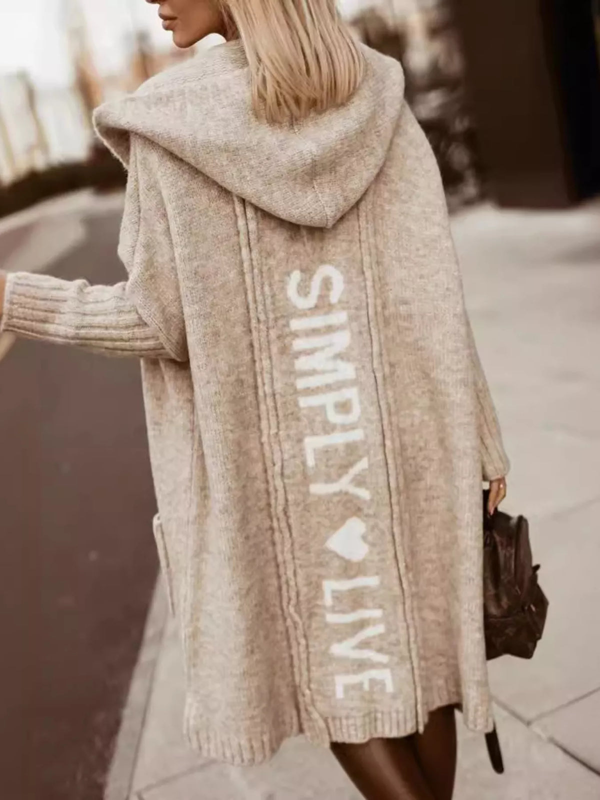 Full Size Hooded Knit Open Front Cardigan Plus (19)