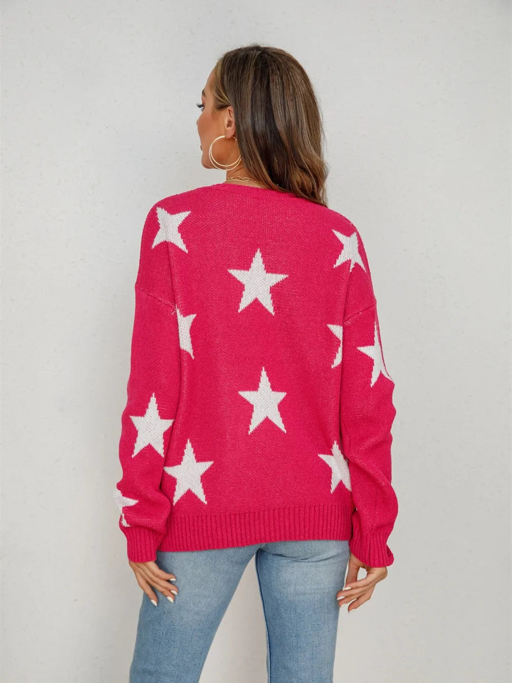Star Round Neck Dropped Shoulder Sweater (12)