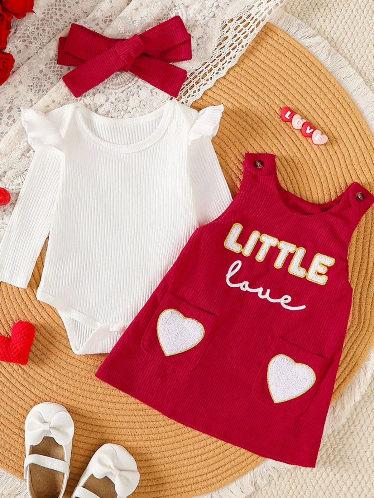 Children's Ruffled Bodysuit Dress Set Headband