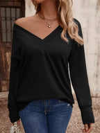 V-neck Long Sleeve T-shirt (13)