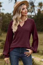 Eyelet Notched Raglan Sleeve T-shirt (5)