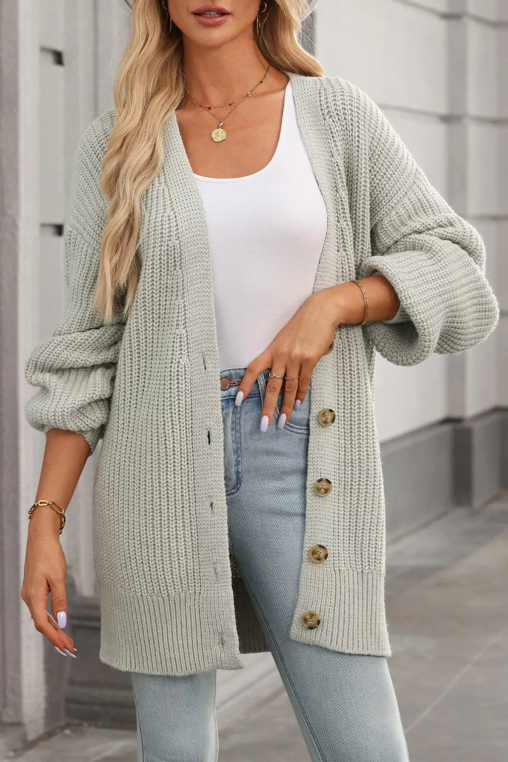 Chunky Knit Button-down Cardigan (11)