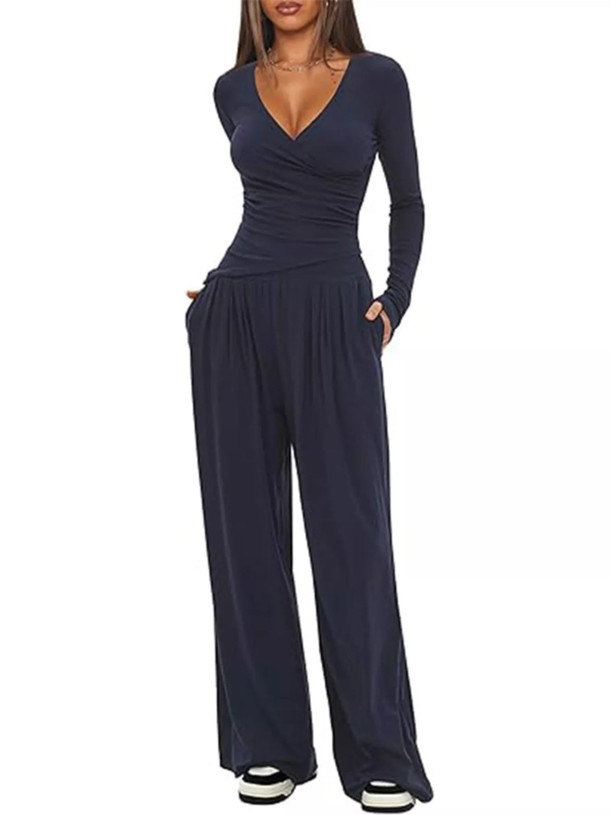 Casual Long Sleeve Top Pants Two-piece Set (16)