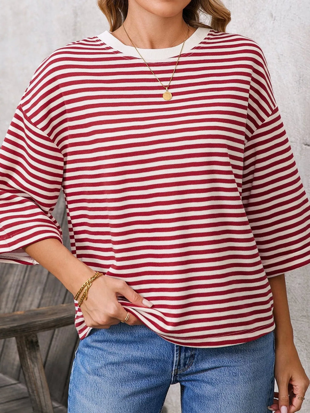 Striped Back Bow Tie T-shirt (19)