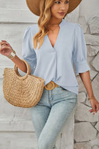 Notched Half Sleeve T-shirt