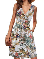 Printed Surplice Sleeveless Dress (3)