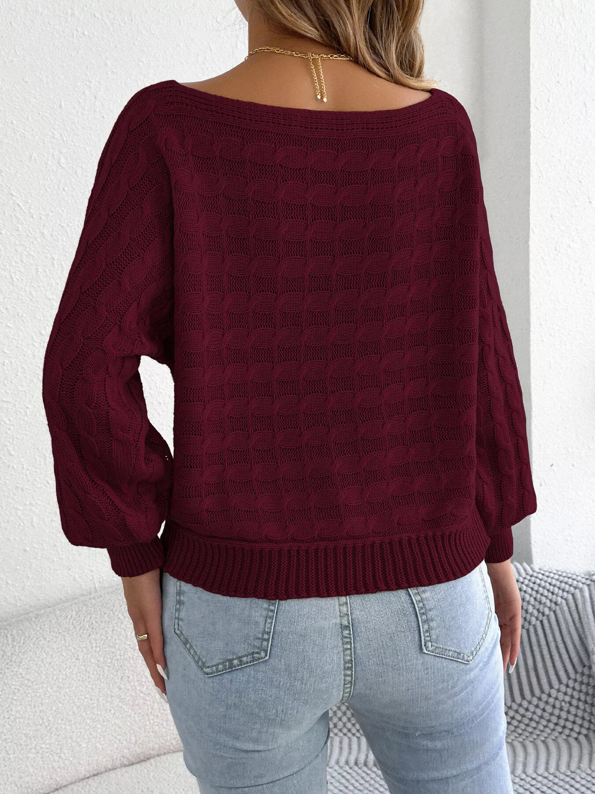 Cable Knit Boat Neck Sweater (20)