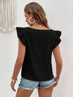 Ruffled Square Neck Cap Sleeve Blouse (29)