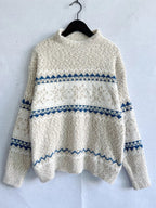 Geometric Mock Neck Dropped Shoulder Sweater (3)